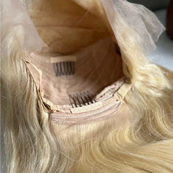 Blonde Wavy Lace Front Wig 613 13x6 Lace Front Wig Human Hair 28 Inch blonde